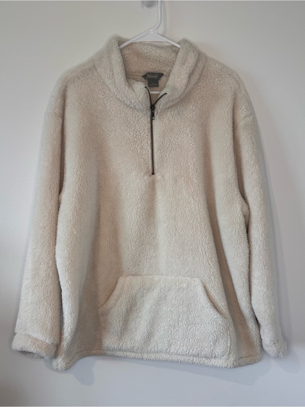 Natural Reflections XXL Cream Sherpa 1/4 Zip Pullover Fleece Pocket